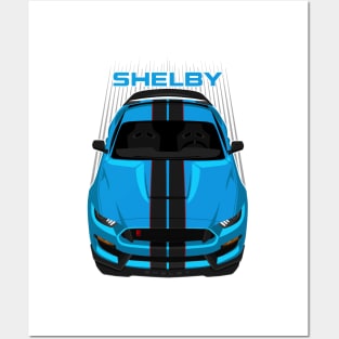 Ford Mustang Shelby GT350R 2015 - 2020 - Grabber Blue - Black Stripes Posters and Art